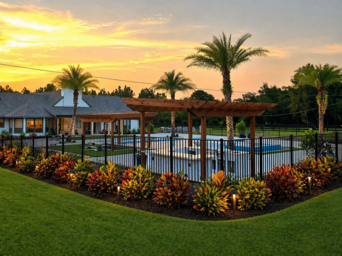 Commercial aluminum picket fence