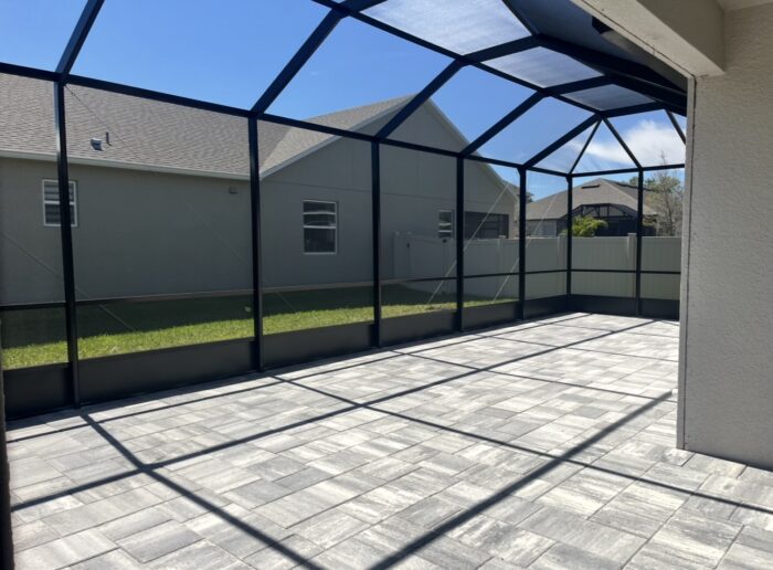 Paver deck with screen enclosure