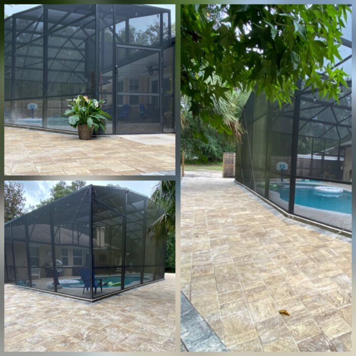 Paver deck with screen enclosure